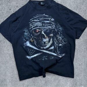 Y2K Black Pirate Skull T-Shirt